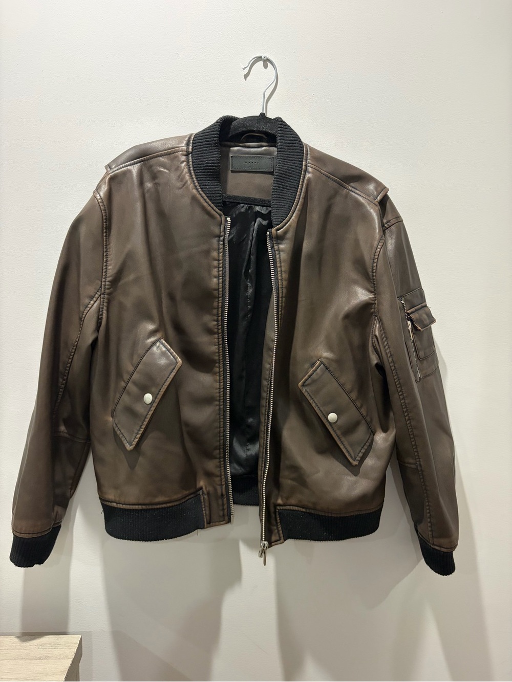Women’s Brown Leather Bomber Jacket